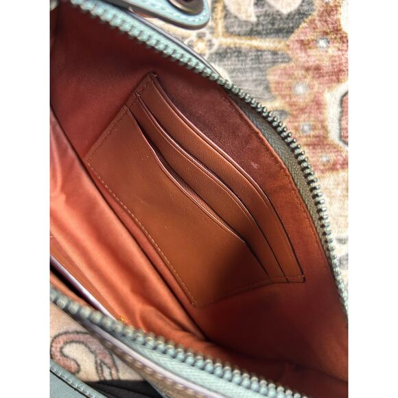 Coach Swinger 20 Bag in Signature Canvas Logo C Leather Mini Shoulder Purse Teal - Picture 14 of 16